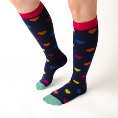 Navy Hearts Compression Socks