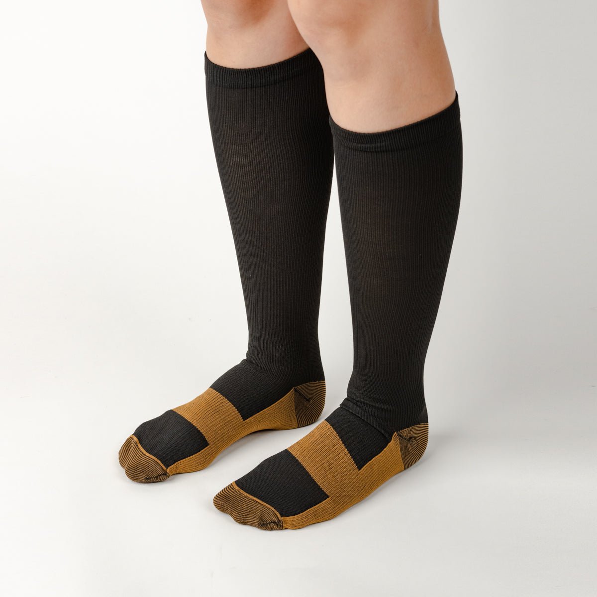 Black & Gold Copper Infused Compression Socks - TheraWear