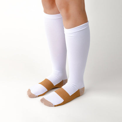 Copper Infused - White & Gold Compression Socks - TheraWear