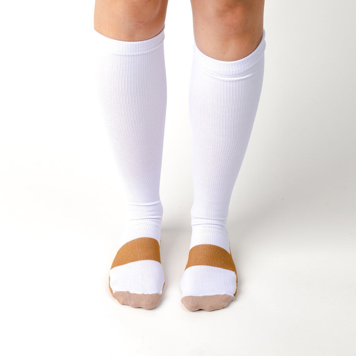 Copper Infused - White & Gold Compression Socks - TheraWear