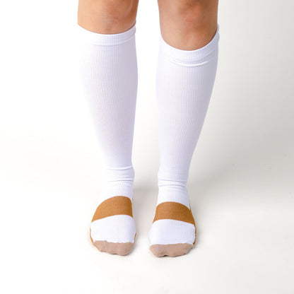Copper Infused - White & Gold Compression Socks - TheraWear