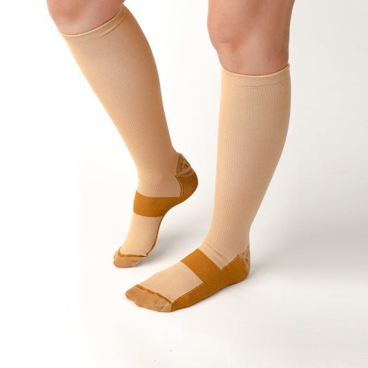 Natural Beige Copper Infused Compression Socks - TheraWear