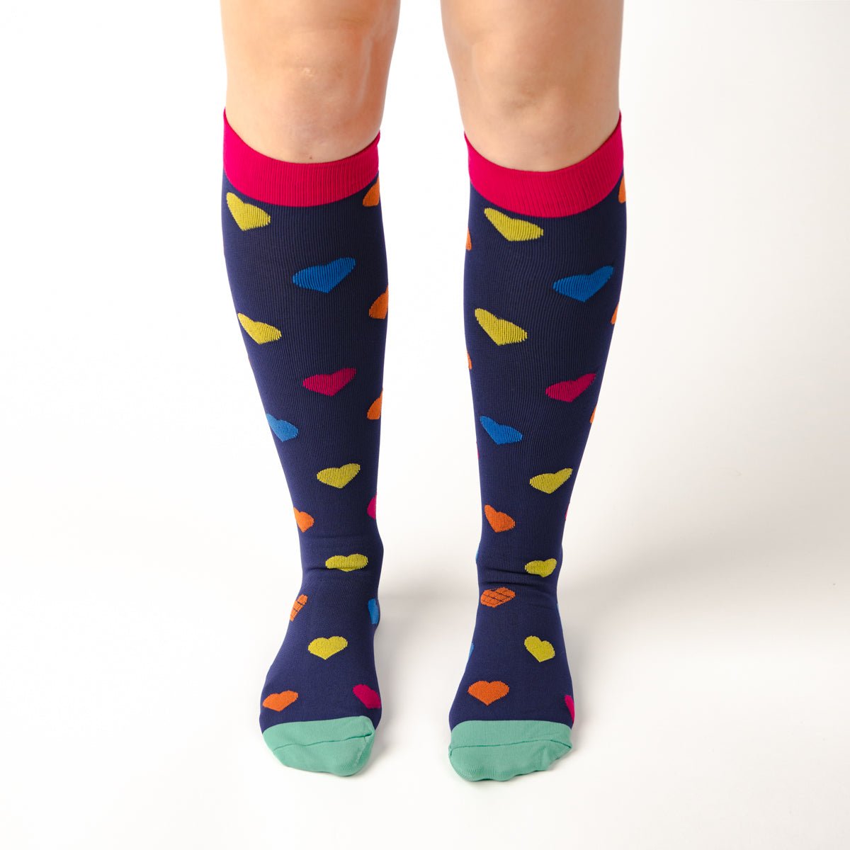 Navy Hearts Compression Socks - TheraWear