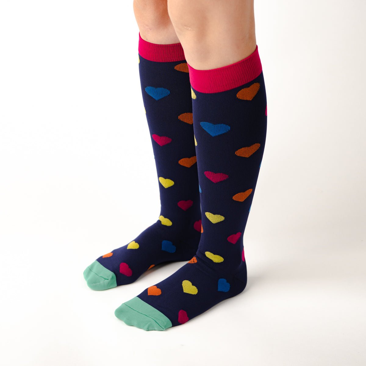 Navy Hearts Compression Socks - TheraWear