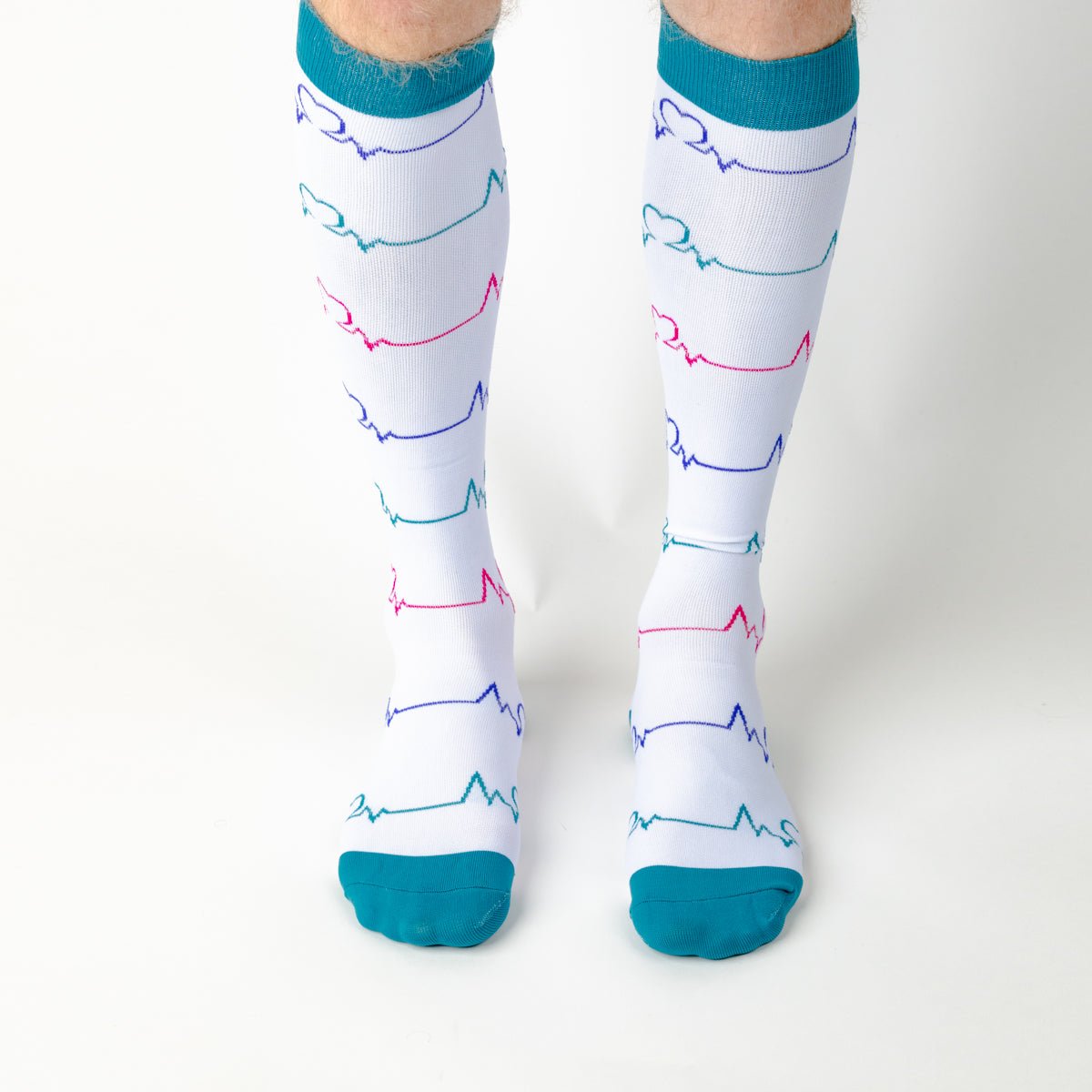 White Heart Compression Socks - TheraWear